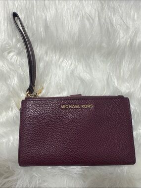 Michael Kors Deep Plum Pebbled Leather Wristlet